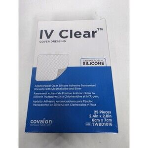 Covalon Clear Antimicrobial IV Notch Dressing 2.4 x 2.8 Inch 25/BX, TWBD1016